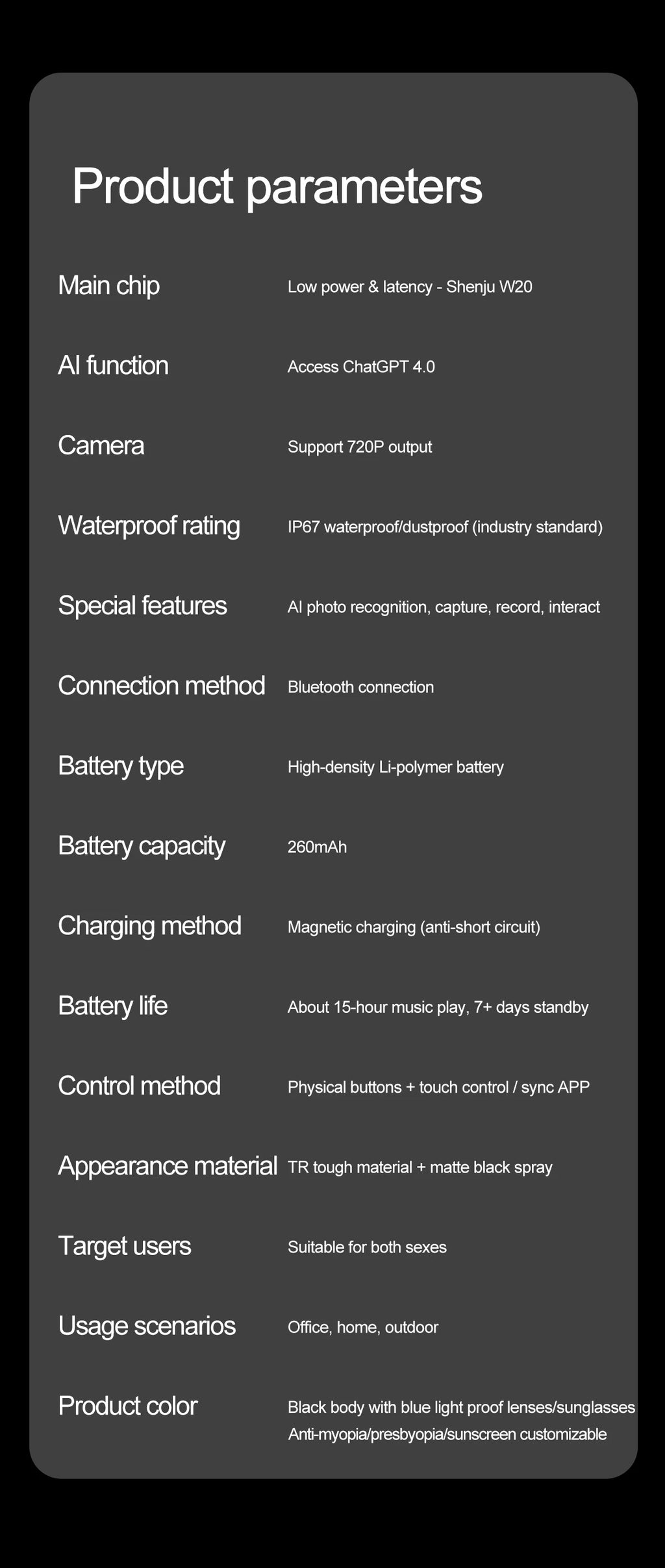 Xiaomi AI Smart Glasses Recording Videos Photo Recognition Answer Translation Large Battery Ip65 Waterproof Bluetooth Glasses
