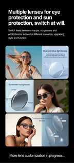 Xiaomi AI Smart Glasses Recording Videos Photo Recognition Answer Translation Large Battery Ip65 Waterproof Bluetooth Glasses