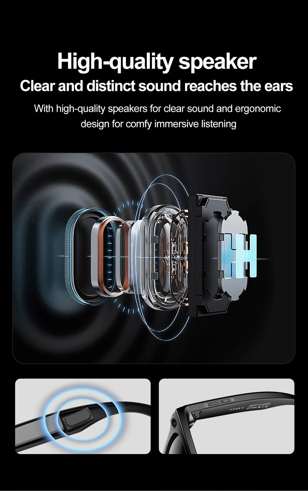 Xiaomi AI Smart Glasses Recording Videos Photo Recognition Answer Translation Large Battery Ip65 Waterproof Bluetooth Glasses