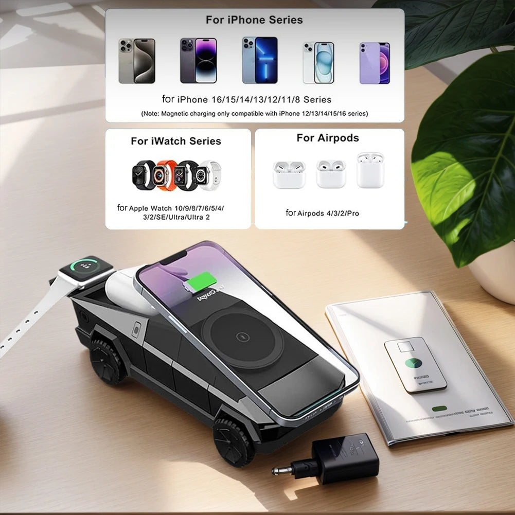 3-in-1 Cybertruck-Style Desktop Wireless Charger