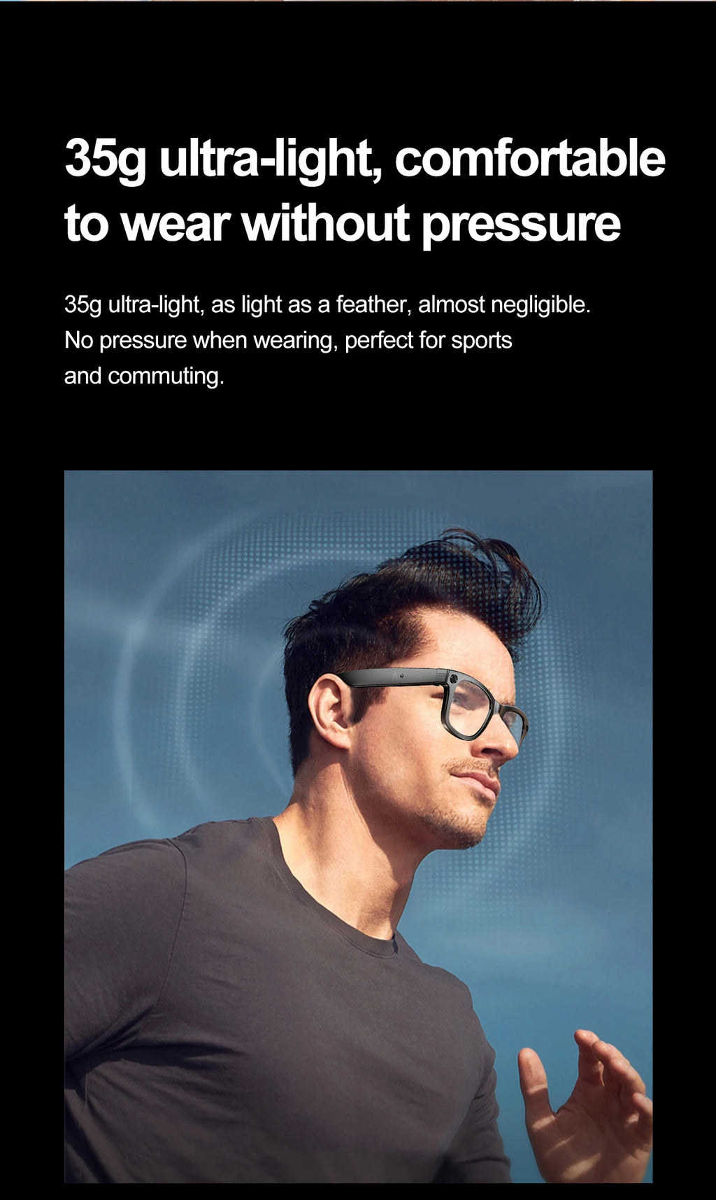 Xiaomi AI Smart Glasses Recording Videos Photo Recognition Answer Translation Large Battery Ip65 Waterproof Bluetooth Glasses