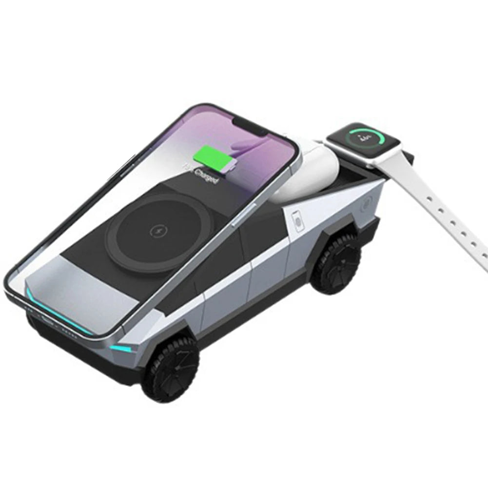 3-in-1 Cybertruck-Style Desktop Wireless Charger