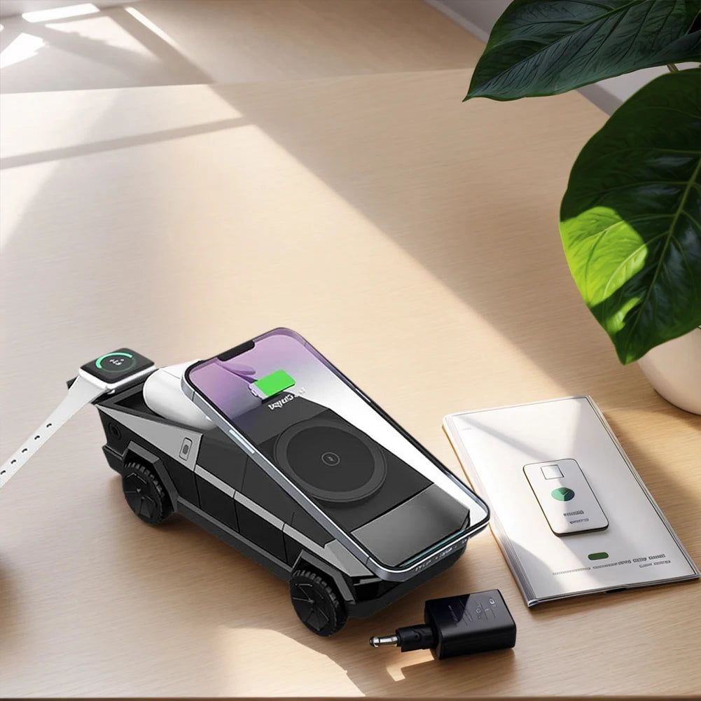 3-in-1 Cybertruck-Style Desktop Wireless Charger
