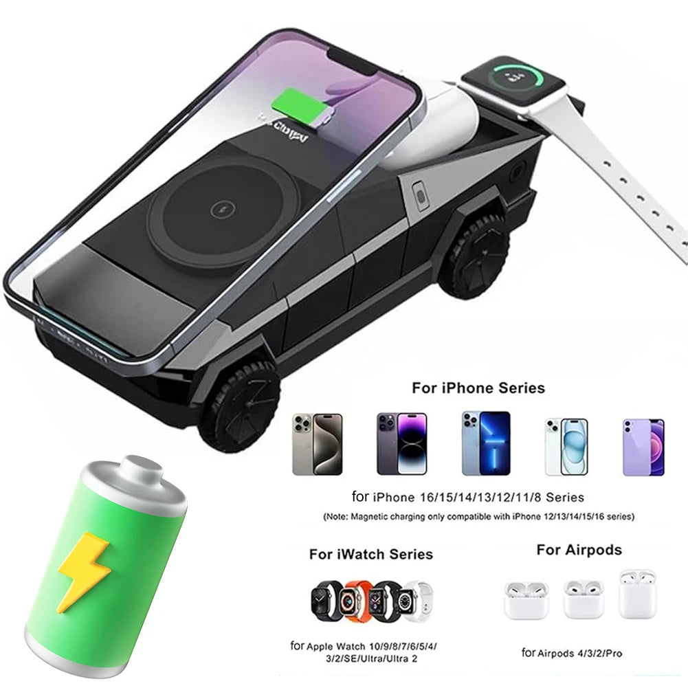 3-in-1 Cybertruck-Style Desktop Wireless Charger