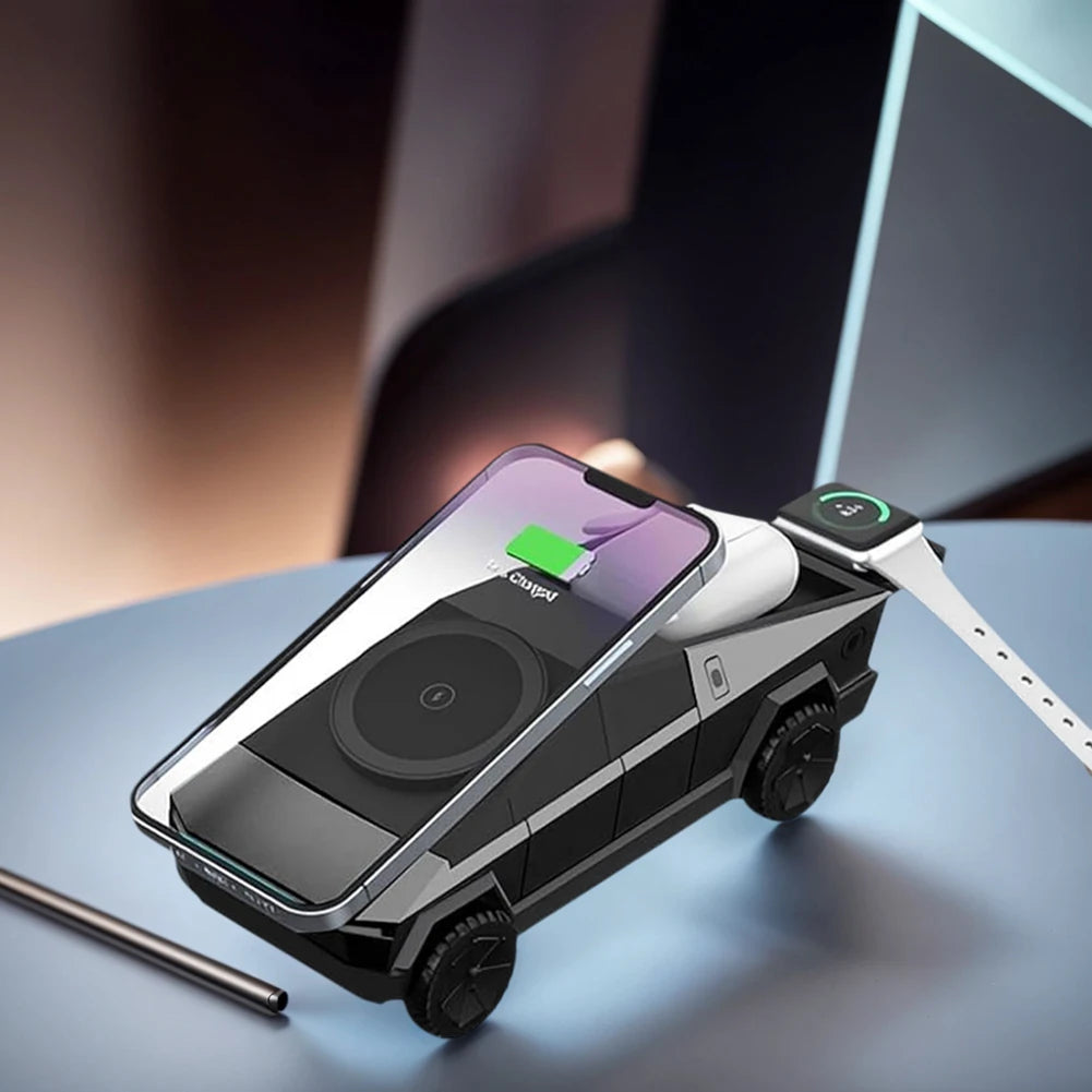 3-in-1 Cybertruck-Style Desktop Wireless Charger
