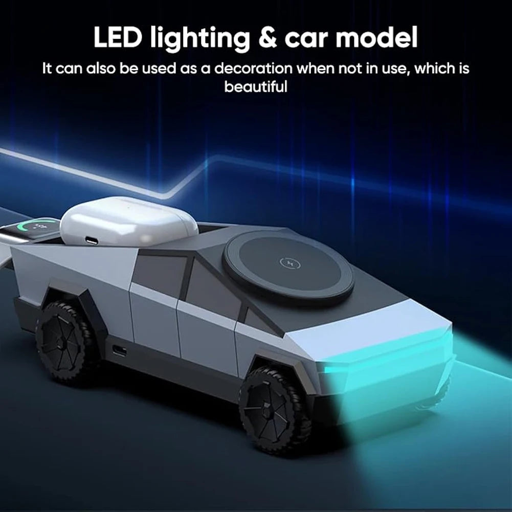 3-in-1 Cybertruck-Style Desktop Wireless Charger