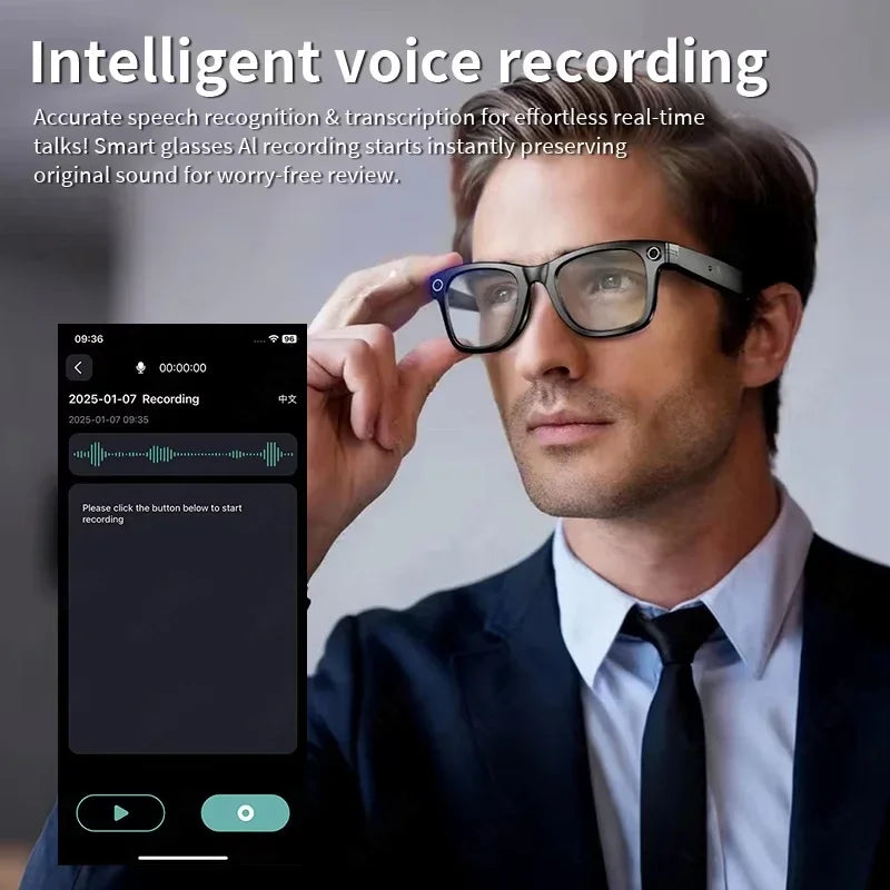Xiaomi AI Smart Glasses Recording Videos Photo Recognition Answer Translation Large Battery Ip65 Waterproof Bluetooth Glasses