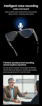 Xiaomi AI Smart Glasses Recording Videos Photo Recognition Answer Translation Large Battery Ip65 Waterproof Bluetooth Glasses