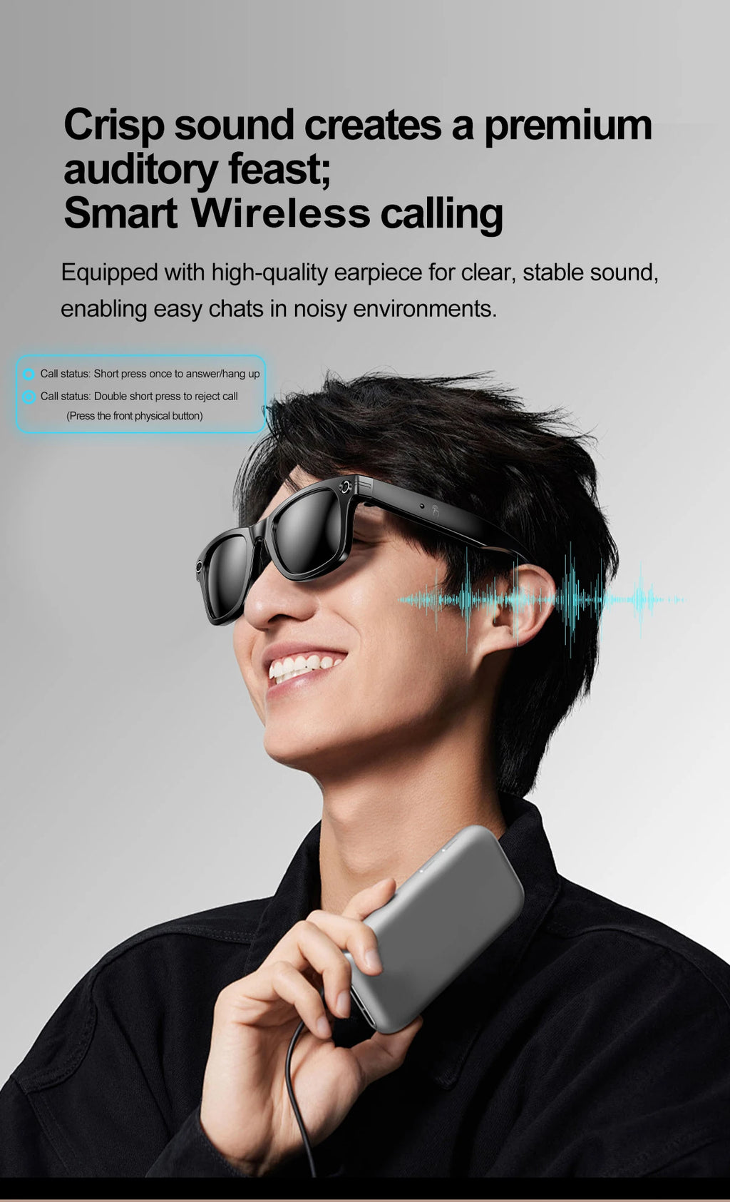 Xiaomi AI Smart Glasses Recording Videos Photo Recognition Answer Translation Large Battery Ip65 Waterproof Bluetooth Glasses