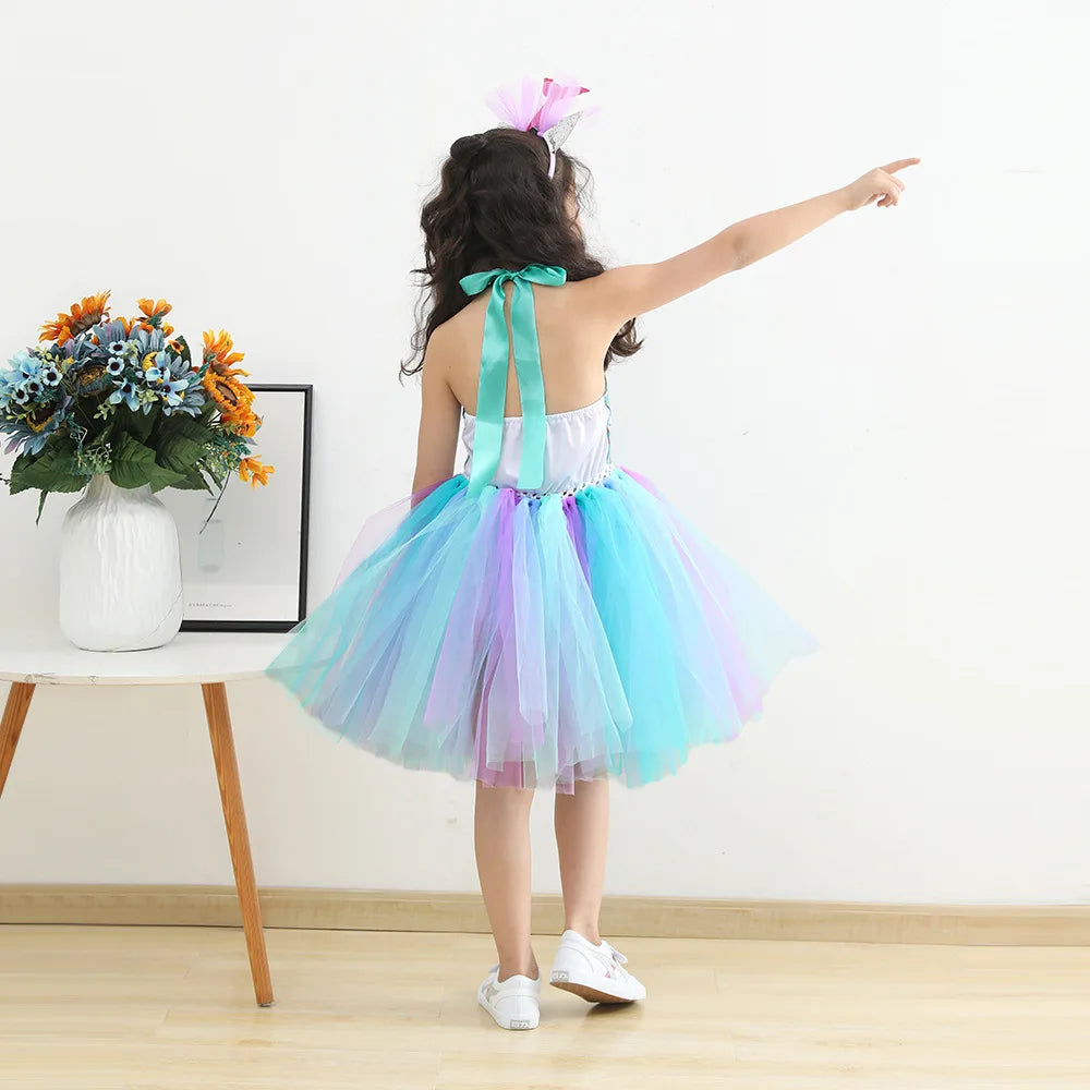 🎀 Mermaid Princess Tutu Dress with Headband