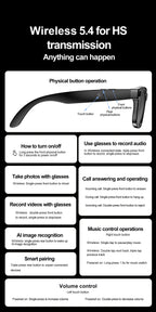 Xiaomi AI Smart Glasses Recording Videos Photo Recognition Answer Translation Large Battery Ip65 Waterproof Bluetooth Glasses